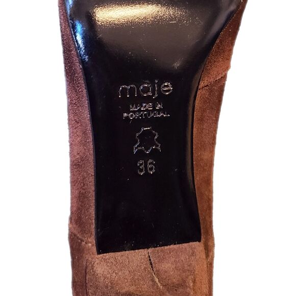 Maje Brown Velvet Y2K Boho Suede Lace-Up Fringe Booties, Size 6, VGUC, MSRP $500 - Picture 6 of 9